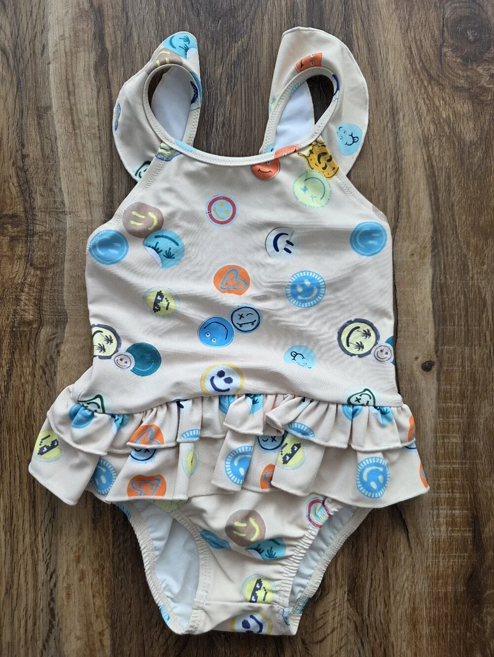 Molo Nalani Ruffle Smiley Face One-Piece Swimsuit Size 2-3 Year  92/98